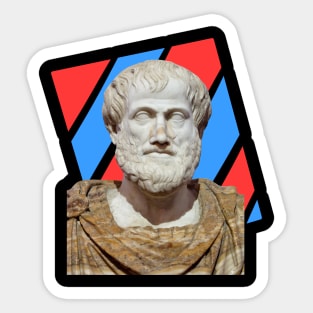 Aristotle Portrait With Red Blue Rectangle Sticker